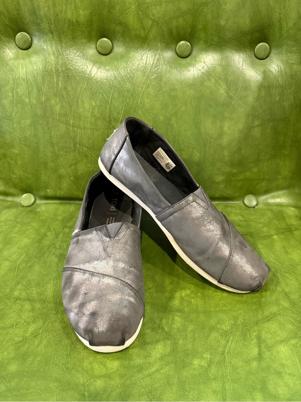 Casual Slip-On Women's Shoes in Metallic Gray Pewter